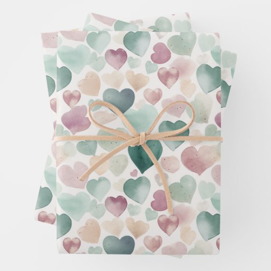  Pastel Waterverf Hartpatroon Inpakpapier Vel (In situ)