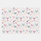 Pastel Waterverf Hartpatroon Inpakpapier Vel (Voorkant 3)
