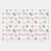 Pastel Waterverf Hartpatroon Inpakpapier Vel (Voorkant 3)