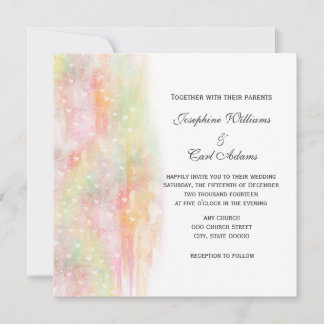 Pastel Waterverf Hearts Wedding Invites Kaart