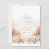 Pastel Waterverf herfstbruiloft Kaart (Voorkant)