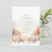 Pastel Waterverf herfstbruiloft Kaart (Staand voorkant)