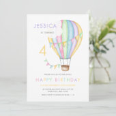 Pastel waterverf heteluchtballon Kind Birthday Kaart (Staand voorkant)