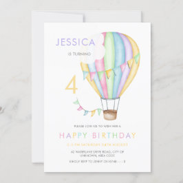 Pastel waterverf heteluchtballon Kind Birthday Kaart