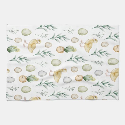 Pastel Waterverf Hyacint Chicks Eggs Easter Gift Theedoek (Horizontaal)