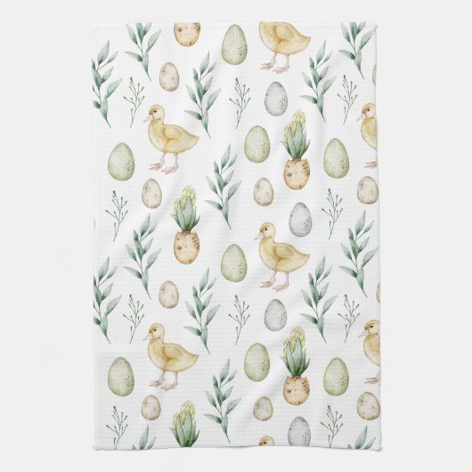 Pastel Waterverf Hyacint Chicks Eggs Easter Gift Theedoek (Verticaal)