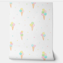Pastel Waterverf Icecream kegels en stippen wit