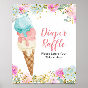 Pastel Waterverf ijs Draad Raffle Poster