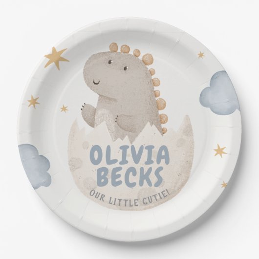 Pastel Waterverf Illustratief Baby shower Papieren Bordje (Voorkant)