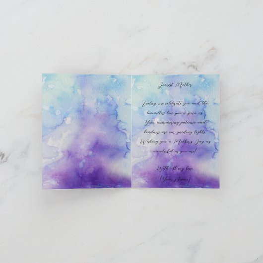 Pastel Waterverf Ink Serene verlaat Moederdag Kaart (Binnen)