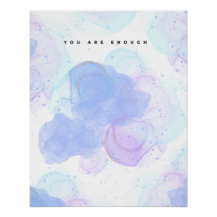 Pastel Waterverf 'Je bent genoeg' Motivatie Perfect Poster