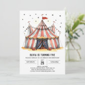 Pastel Waterverf Joy Circus Verjaardag Kaart (Staand voorkant)