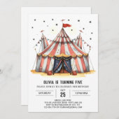 Pastel Waterverf Joy Circus Verjaardag Kaart (Voorkant / Achterkant)