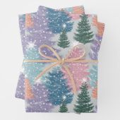 Pastel Waterverf kerstboombos Snowflake Inpakpapier Vel (In situ)