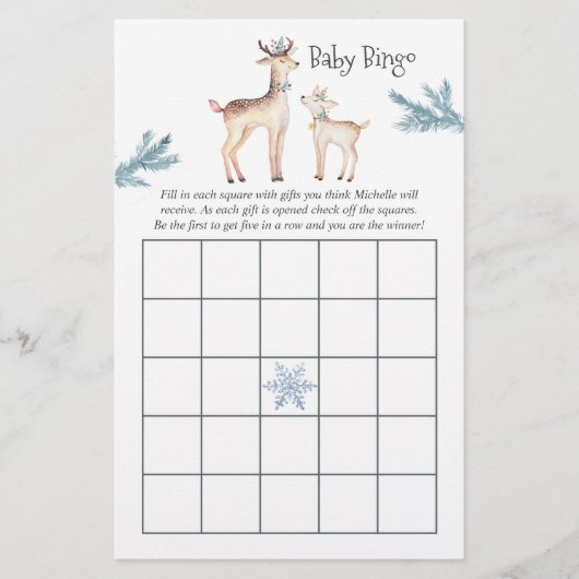 Pastel Waterverf Kerstmis Baby shower Bingo (Voorkant)