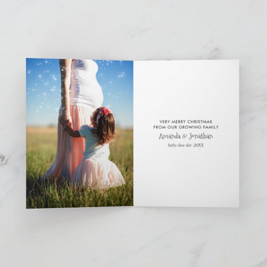 Pastel Waterverf Kerstmis Baby Verwacht foto Aankondiging (Binnen)