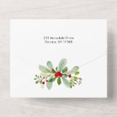 Pastel Waterverf Kerstmis Floral 3-foto's All In One Uitnodiging (Achterkant)