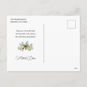 Pastel Waterverf Kerstmis Floral 3-foto's Feestdagenkaart (Achterkant)