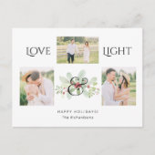 Pastel Waterverf Kerstmis Floral 3-foto's Feestdagenkaart (Voorkant)