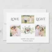 Pastel Waterverf Kerstmis Floral 3-foto's Feestdagenkaart (Voorkant)