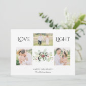 Pastel Waterverf Kerstmis Floral 3-foto's Feestdagenkaart (Staand voorkant)