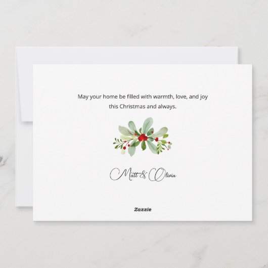 Pastel Waterverf Kerstmis Floral 3-foto's Feestdagenkaart (Achterkant)