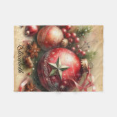  Pastel Waterverf Kerstversiering Fleece Deken (Voorkant (Horizontaal))
