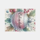  Pastel Waterverf Kerstversiering Fleece Deken (Voorkant (Horizontaal))