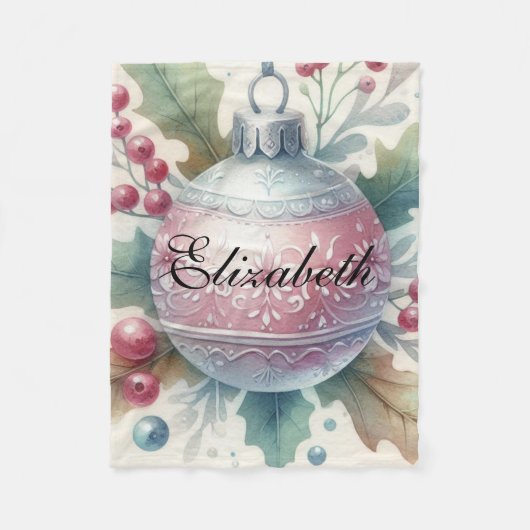  Pastel Waterverf Kerstversiering Fleece Deken (Voorkant)