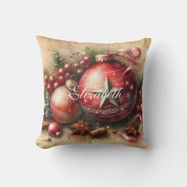  Pastel Waterverf Kerstversiering Kussen (Voorkant)