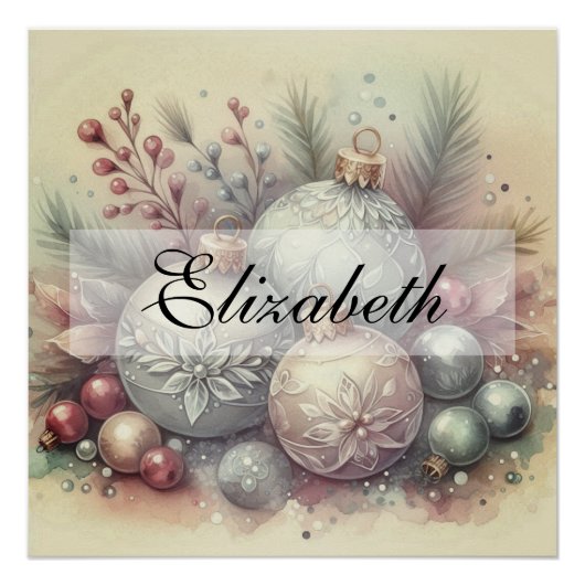  Pastel Waterverf Kerstversiering Perfect Poster (Voorkant)