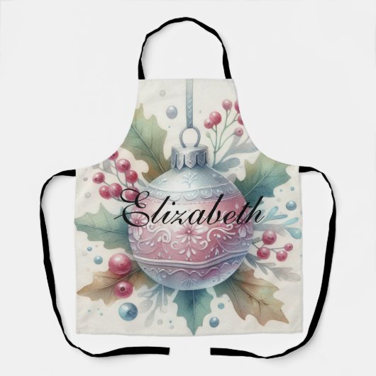 Pastel Waterverf Kerstversiering Schort (Voorkant)