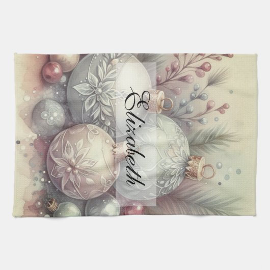  Pastel Waterverf Kerstversiering Theedoek (Horizontaal)