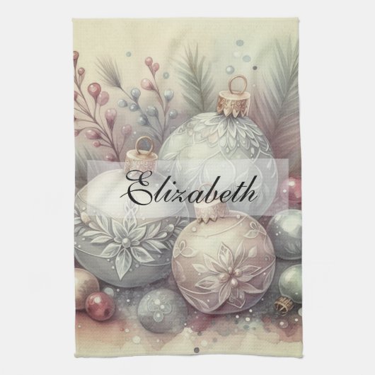  Pastel Waterverf Kerstversiering Theedoek (Verticaal)