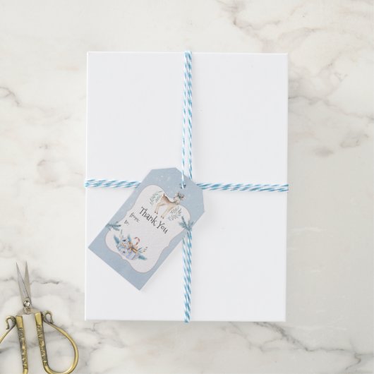 Pastel Waterverf Kerstwinter Cadeaulabel (Met Touw)