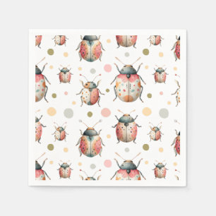 Pastel Waterverf Kevertjes Mooie Insectenpatroon K Servet