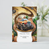 Pastel Waterverf Kinderen Monstertruck Verjaardag Bedankkaart (Staand voorkant)