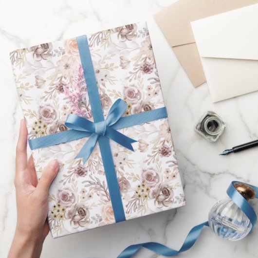 Pastel Waterverf Kleurrijke Rozen Cadeaupapier (Geschenken)