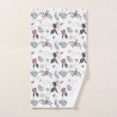 Pastel Waterverf Kleurrijke Rozen Grijze bladeren Bad Handdoek (Handdoek)