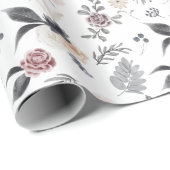 Pastel Waterverf Kleurrijke Rozen Grijze bladeren Cadeaupapier (Rol Hoek)