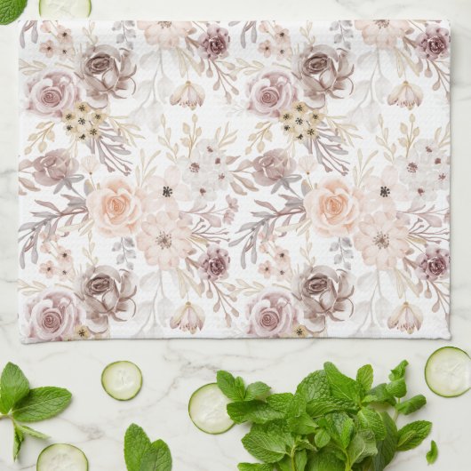 Pastel Waterverf Kleurrijke Rozen Theedoek (Gevouwen)