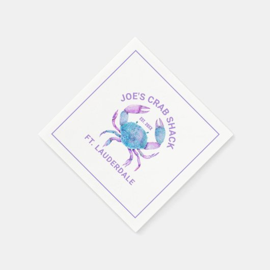 Pastel waterverf krab aangepaste tekst servet (Hoek)