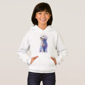 Pastel Waterverf Krullende Poodle Illustratie Kind (Voorkant volledig)