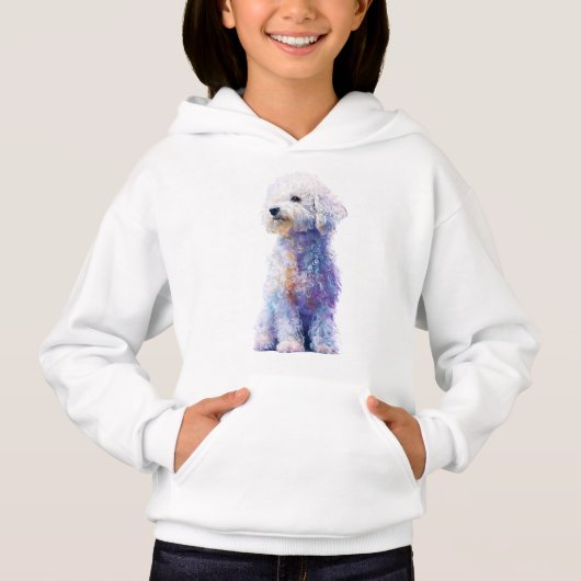 Pastel Waterverf Krullende Poodle Illustratie Kind (Voorkant)