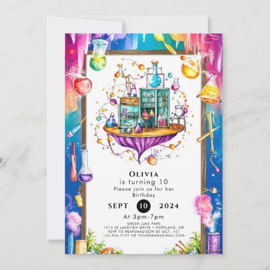 Pastel Waterverf Lab Scientist Verjaardag Kaart (Voorkant)