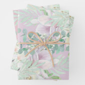 Pastel Waterverf Lavendel, Roze & Witte Bloemen Inpakpapier Vel (In situ)