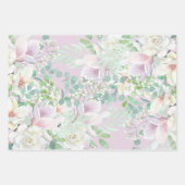 Pastel Waterverf Lavendel, Roze & Witte Bloemen Inpakpapier Vel (Voorkant)