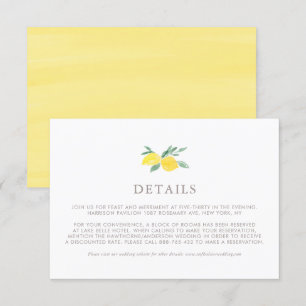 Pastel Waterverf Lemon Summer Weddenschap Details Informatiekaartje