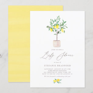 Pastel Waterverf Lemon Tree Baby shower Kaart