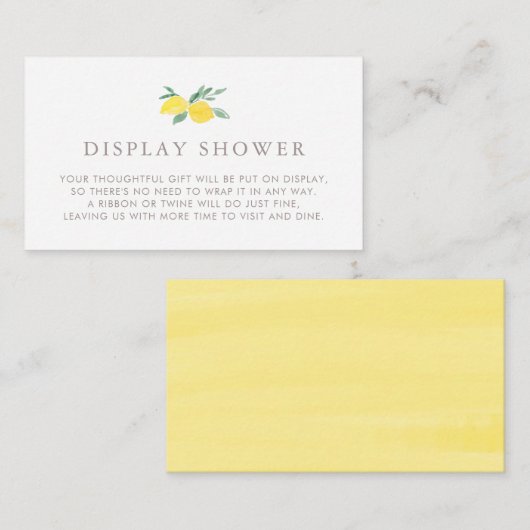 Pastel Waterverf Lemon Zomer Display Douche Informatiekaartje (Voorkant / Achterkant)